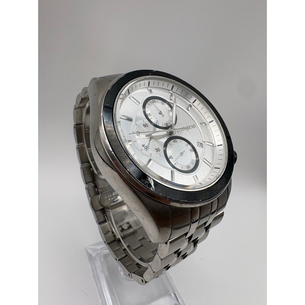 Men's 47mm LochHead Chronograph Watch Stainless Steel Silver Dial Japan Movement
